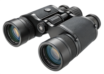 available black binoculars isolate on background Transparent white 