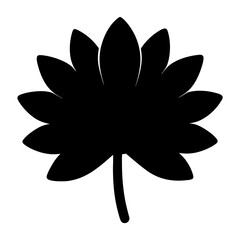 Black and white silhouette depiction of a stylized single leaf pattern