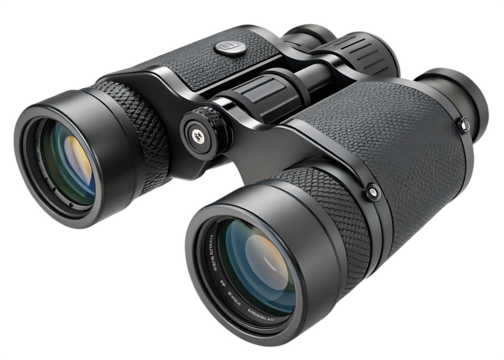 available black binoculars isolate on background Transparent white 