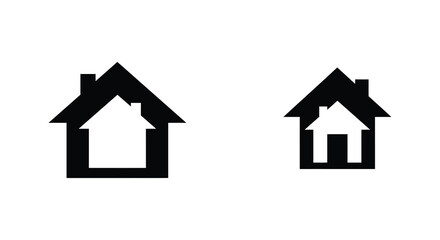 Simple Black and White House Icon Set for Real Estate and Home