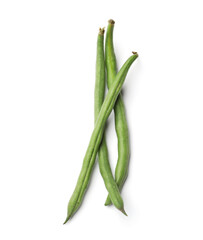 Fresh pea pods isolated on white, top view