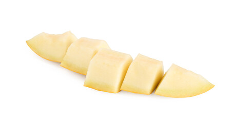 Pieces of fresh ripe melon isolated on white