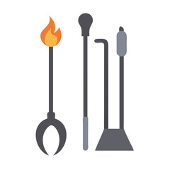 Fireplace tools icon design.