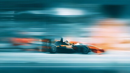 Abstract Blurred Race Car on Track