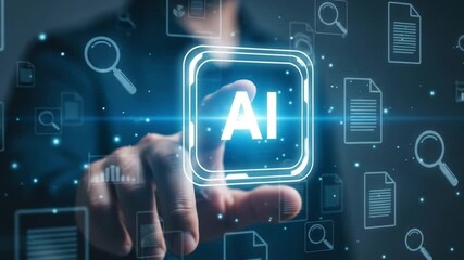Artificial intelligence technology with machine learning and data analysis, representing the future of business innovation and digital transformation in a modern concept - Powered by Adobe