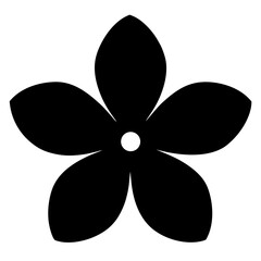 Five petal flower in black, with white center, on white background