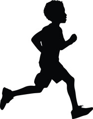 Black Silhouette of a Boy Running in Clean Athletic Pose