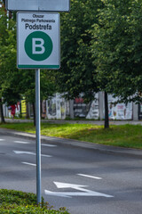 Expanded parking zone, Zone B, Zone A, solar-powered parking meter