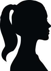 Simple Silhouette of a Woman’s Head in Profile with Ponytail