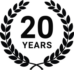 20 years anniversary laurel wreath emblem