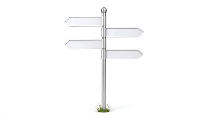 Three-way direction sign post