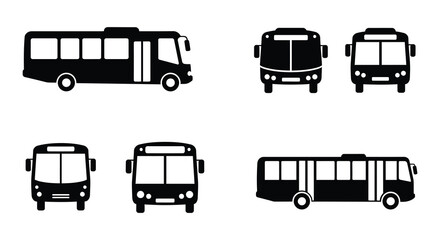 Various Bus Views Vector Illustration