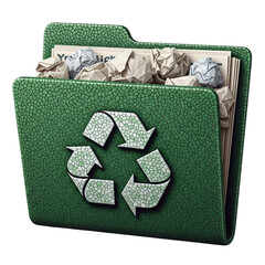 Recycle folder icon isolated on transparent background