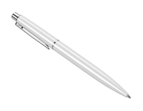Elegant Writing Tool: A sleek, metallic pen poised, epitomizing clarity and purpose, inviting thoughts to gracefully flow across the page.