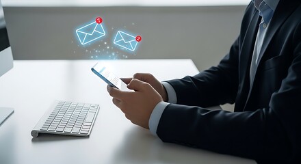 Businessman Checking Emails on Smartphone