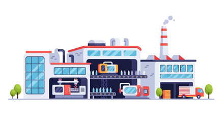 Fototapeta premium Modern factory illustration showcasing industrial processes and automation