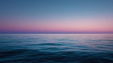 Sunset on the sea horizon. Ripples on calm water. Colorful sky. Relaxation backdrop
