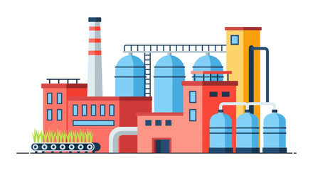 Naklejka premium Simplified illustration of an industrial facility with innovative green production