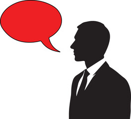 Silhouette of a Businessman in Suit with Speech Bubble