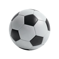 Classic black and white soccer ball with hexagonal and pentagonal panels isolated on transparent background