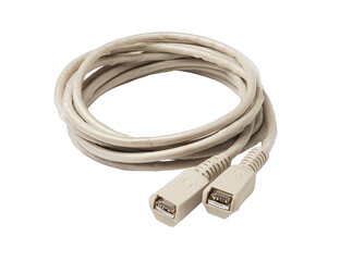 Fototapeta premium Beige coiled cable with two USB connectors