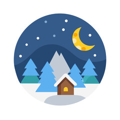 Winter night icon design.