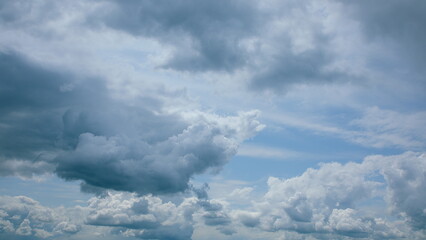 A Beautiful and Dynamic Cloudy Sky Featuring Layers of Clouds Intertwined with Blue Sky