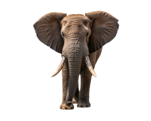 Majestic African elephant standing tall, featuring impressive tusks, perfect for wildlife projects and design