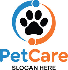 Pet care logo with paw print icon