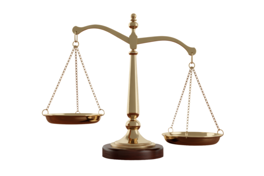 Elegant golden scales of justice, symbolizing fairness, law, and legal decisions with a timeless design