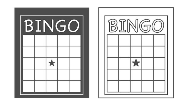 Bingo card blank lotto template, board game background grid, Vintage empty game ticke for numbers. Layout, Lottery ticket, lotto game template, bingo cards symbol outline silhouette isolated on white