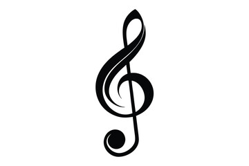 Simple black treble clef on a white backdrop embodies musical artistry and tradition