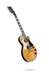 Naklejka premium Electric guitar with natural pattern isolated on white background.