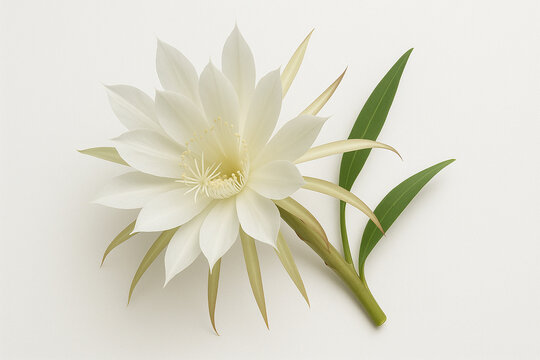Epiphyllum Oxypetalum &ndash; Minimalist Horizontal White Background Flower Photograph