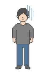 Negative male pixel art in black clothes