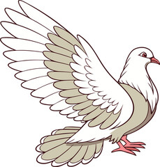 A beautiful dove of peace vector illustration with flying wings symbolizing freedom and love