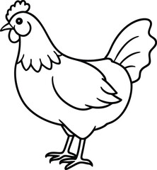 Hen and chicken with eggs vector illustration farm bird cartoon design silhouette cute poultry nature animal art © MinhajulIslam