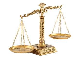 golden scales of justice Isolated on background white