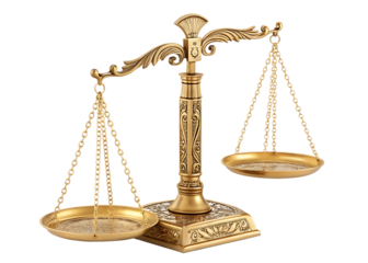 golden scales of justice Isolated on background white
