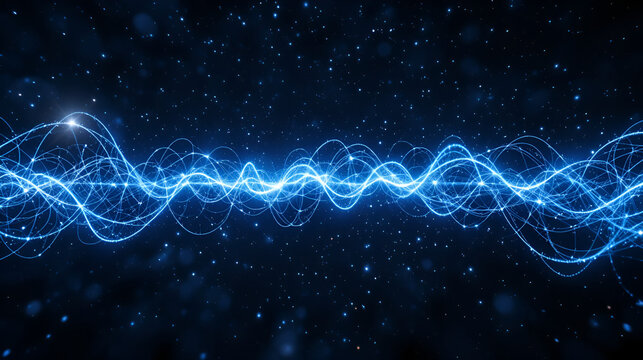 Space-time Continuum Graph in Glowing Silver and Blue