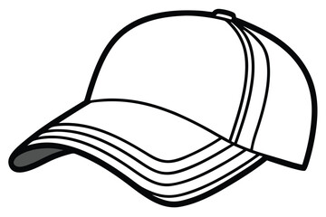 Outlined monochrome ball cap shows basic design elements against a simple white background