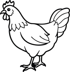 A vector illustration shows a cute hen and rooster with their baby chicks on a farm