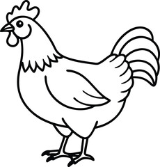A cute vector illustration of a rooster and hen with a chick on a farm