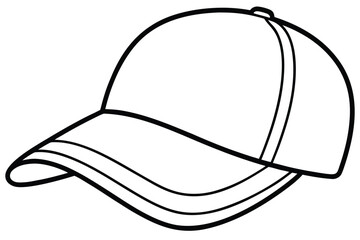 Outlined baseball cap with three lines running along the brim, isolated against white