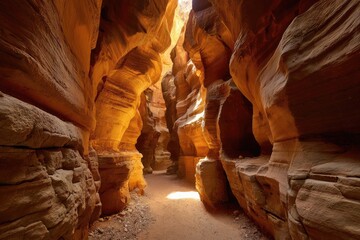 Sunlit sandstone slot canyon (1)