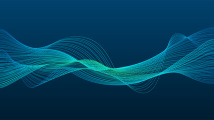 Modern wavy lines with colorful bright soft teal gradient