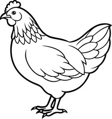 A colorful vector illustration of a cartoon hen and chicken, showing the farm animals with a peaceful design