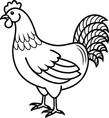 Hen rooster and chicken vector illustration in cartoon farm animal style