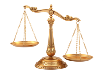golden scales of justice Isolated on background white