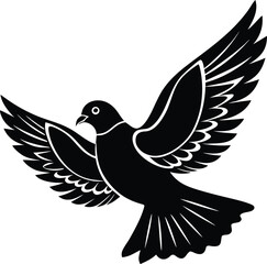 A silhouette vector illustration of a dove with spread wings, symbolizing peace and freedom